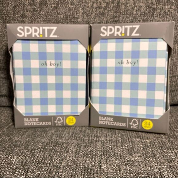 Spritz Blue Checkered Notecards - Picture 1 of 1